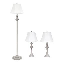 All the Rages, Inc. Lalia Home Perennial Traditional Valletta 3 Piece Metal Lamp Set (2 Table Lamps, 1 Floor Lamp)