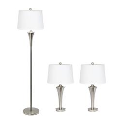 All the Rages, Inc. Lalia Home Perennial Modern Vienna 3 Piece Metal Lamp Set (2 Table Lamps, 1 Floor Lamp)