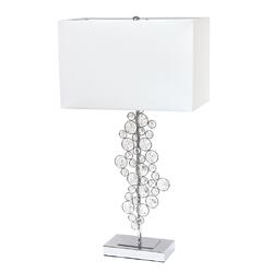 All the Rages, Inc. Lalia Home Lumiluxxe Tall Contemporary Crystal Glitz and Chrome Glam Table Lamp with White Fabric Rectangular Shade