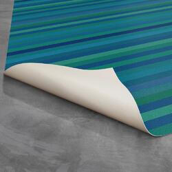 Selections by Chaumont Ltd. DBA SBC Interior Decor 'Cabana' Teal Striped Non-Slip Indoor/Outdoor Rug